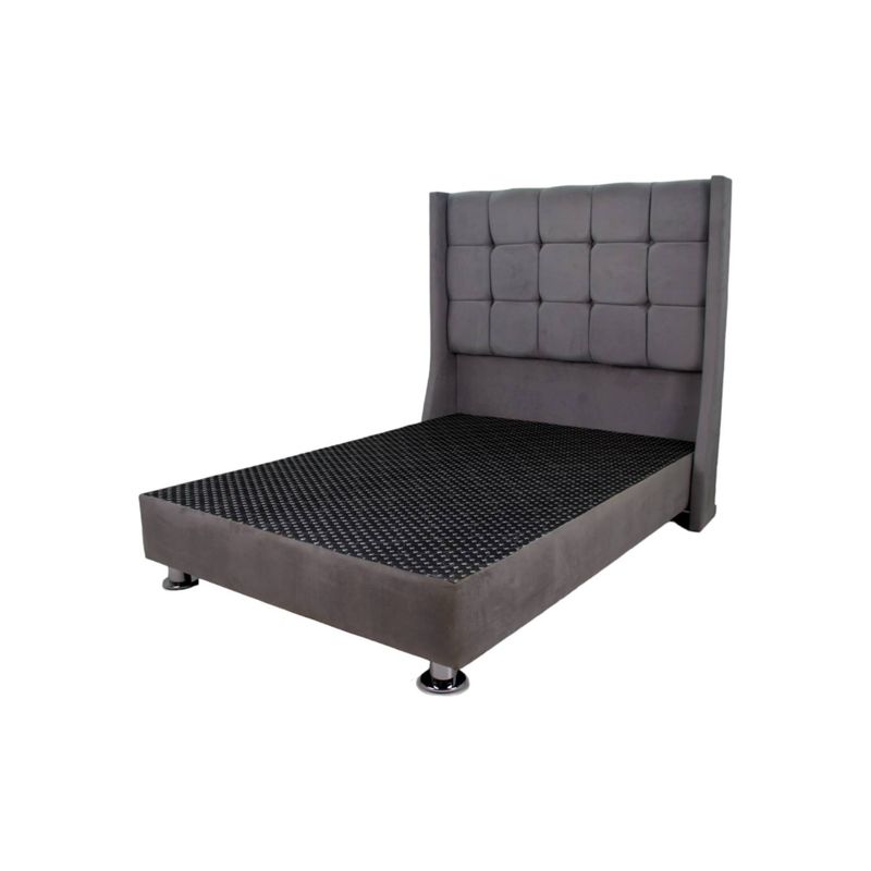 MUEBLES MACRUMO - Cama tapizada Atenas elefante - King - color gris oscuro