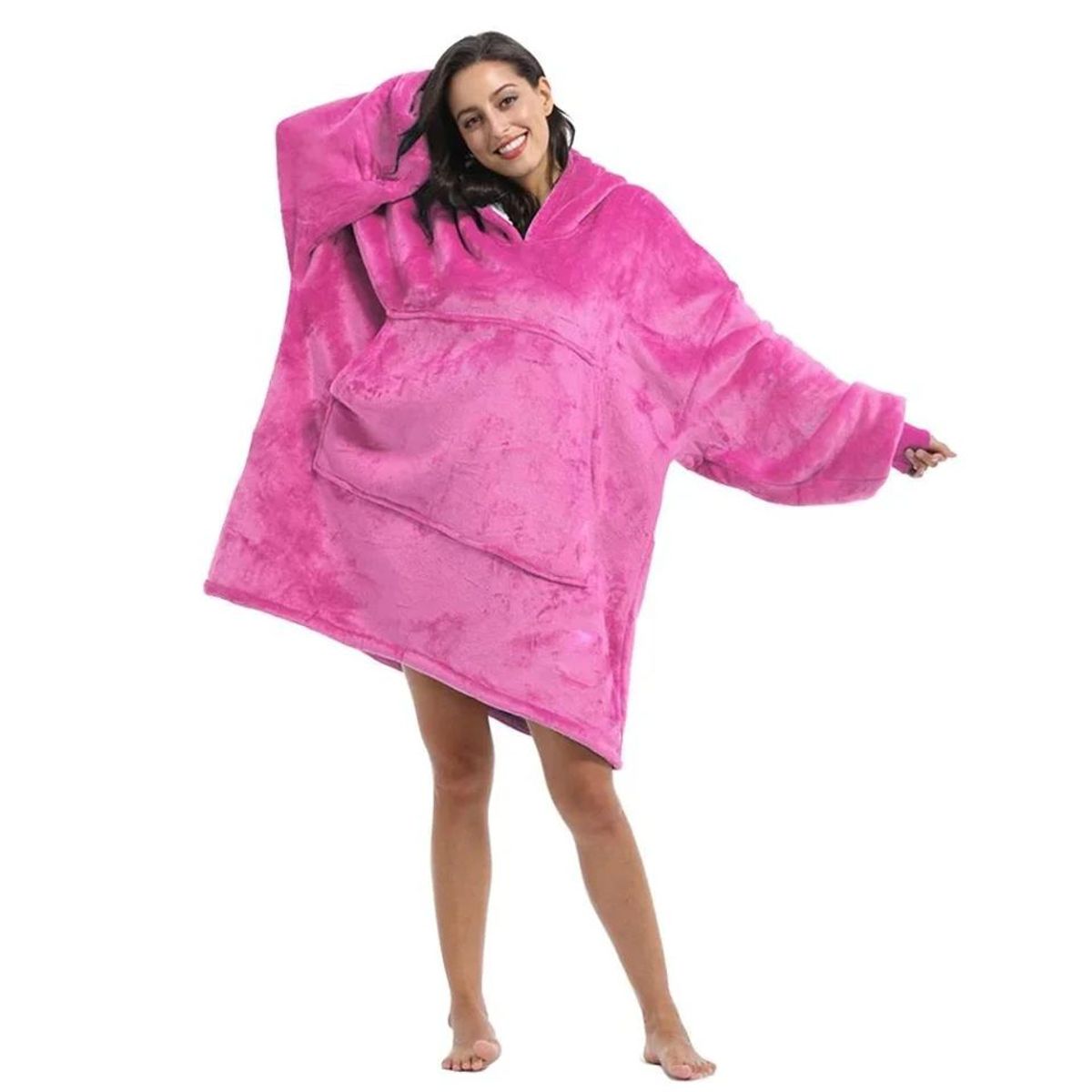 OEM - POLERÓN CALENTADOR ADULTO HUGGLE HODDIE- FUCSIA- OVERSIZE