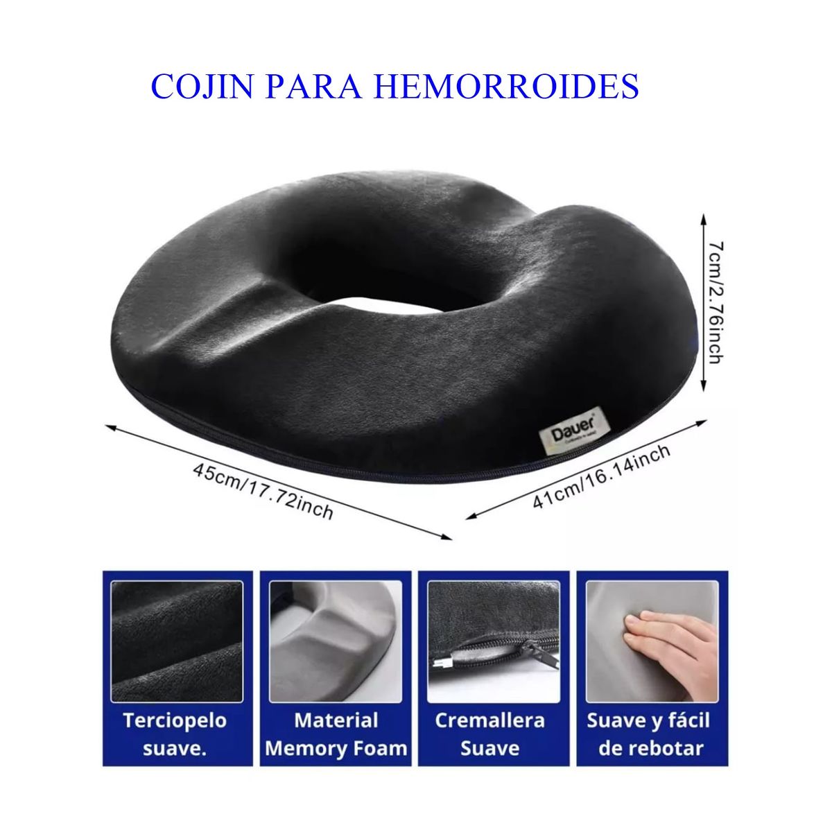 DAUER - Cojin Dona Alivia dolor de Hemorroides Próstata de Gel Refrescante