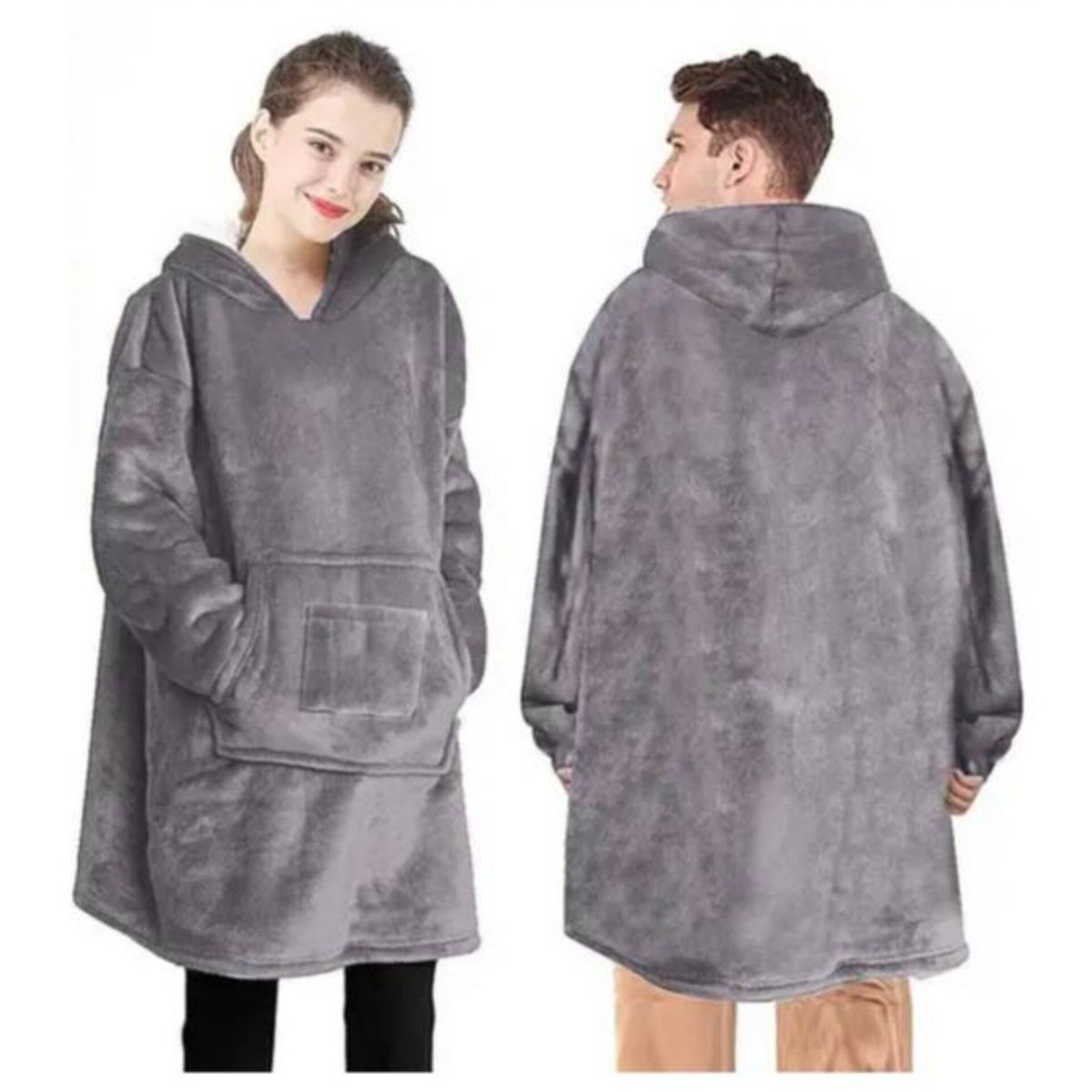 OEM - POLERÓN CALENTADOR ADULTO HUGGLE HODDIE- GRIS- OVERSIZE