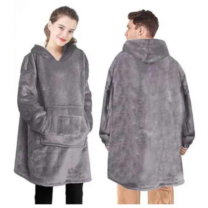 OEM - POLERÓN CALENTADOR ADULTO HUGGLE HODDIE- GRIS- OVERSIZE