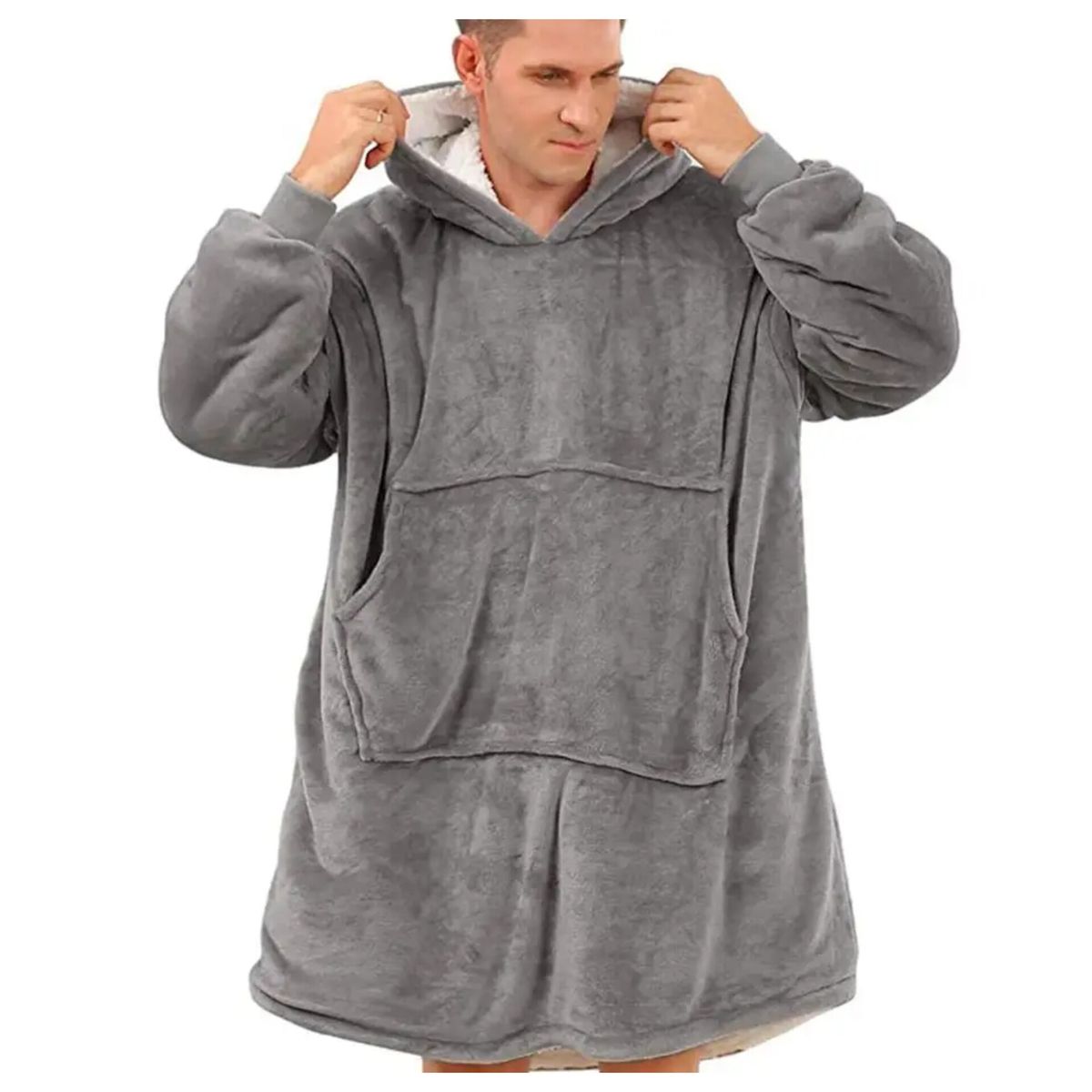 OEM - POLERÓN CALENTADOR ADULTO HUGGLE HODDIE- GRIS- OVERSIZE