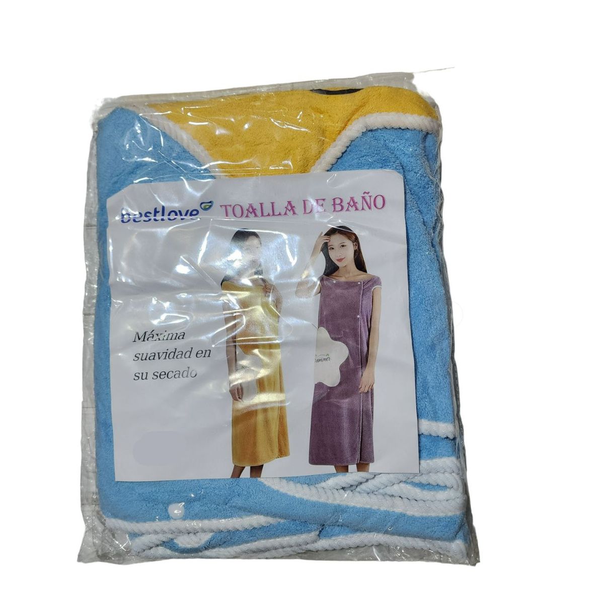 GENERICO - Toalla Bata de baño suave de microfibra Azul - 66 x 135 CM