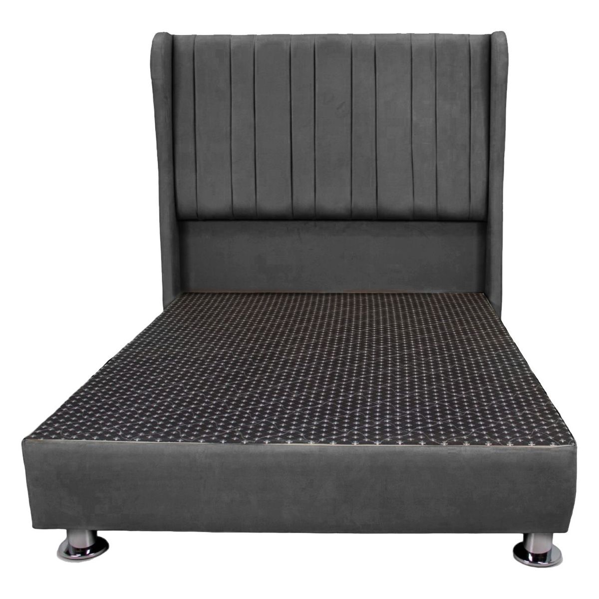 MUEBLES MACRUMO - Cama tapizada Barcelona en "P" - 1.5 Plz - color gris oscuro