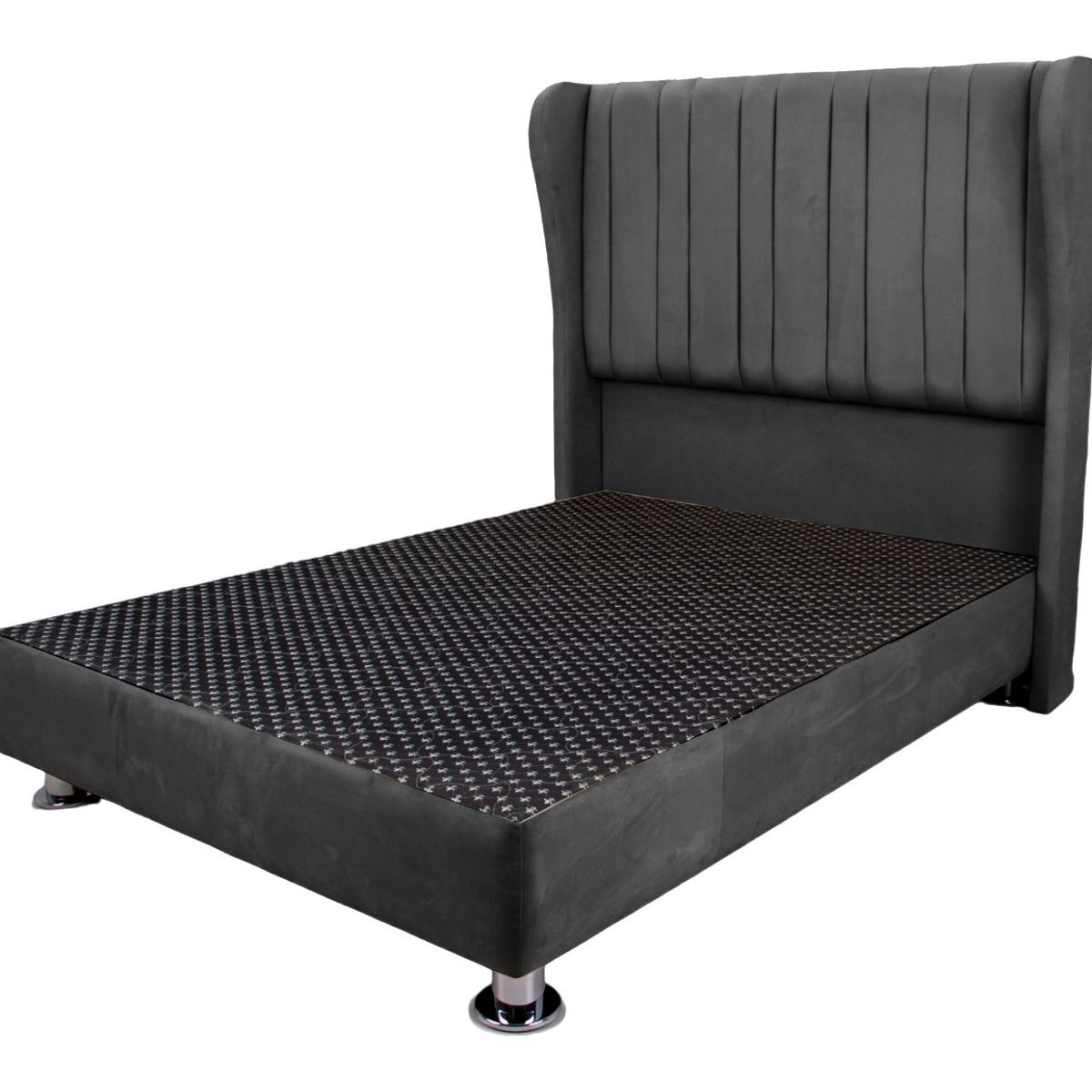 MUEBLES MACRUMO - Cama tapizada Barcelona en "P" - 1.5 Plz - color gris oscuro