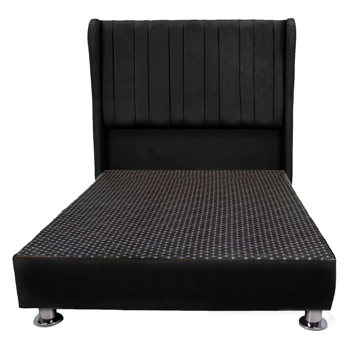 MUEBLES MACRUMO - Cama tapizada Barcelona en "P" - 2 Plz - Color negro