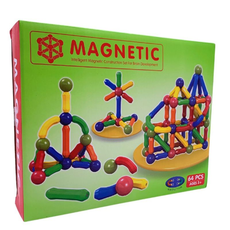 GENERICO - Bloques de Construcción Magnéticos 64 Piezas Juego Didáctico