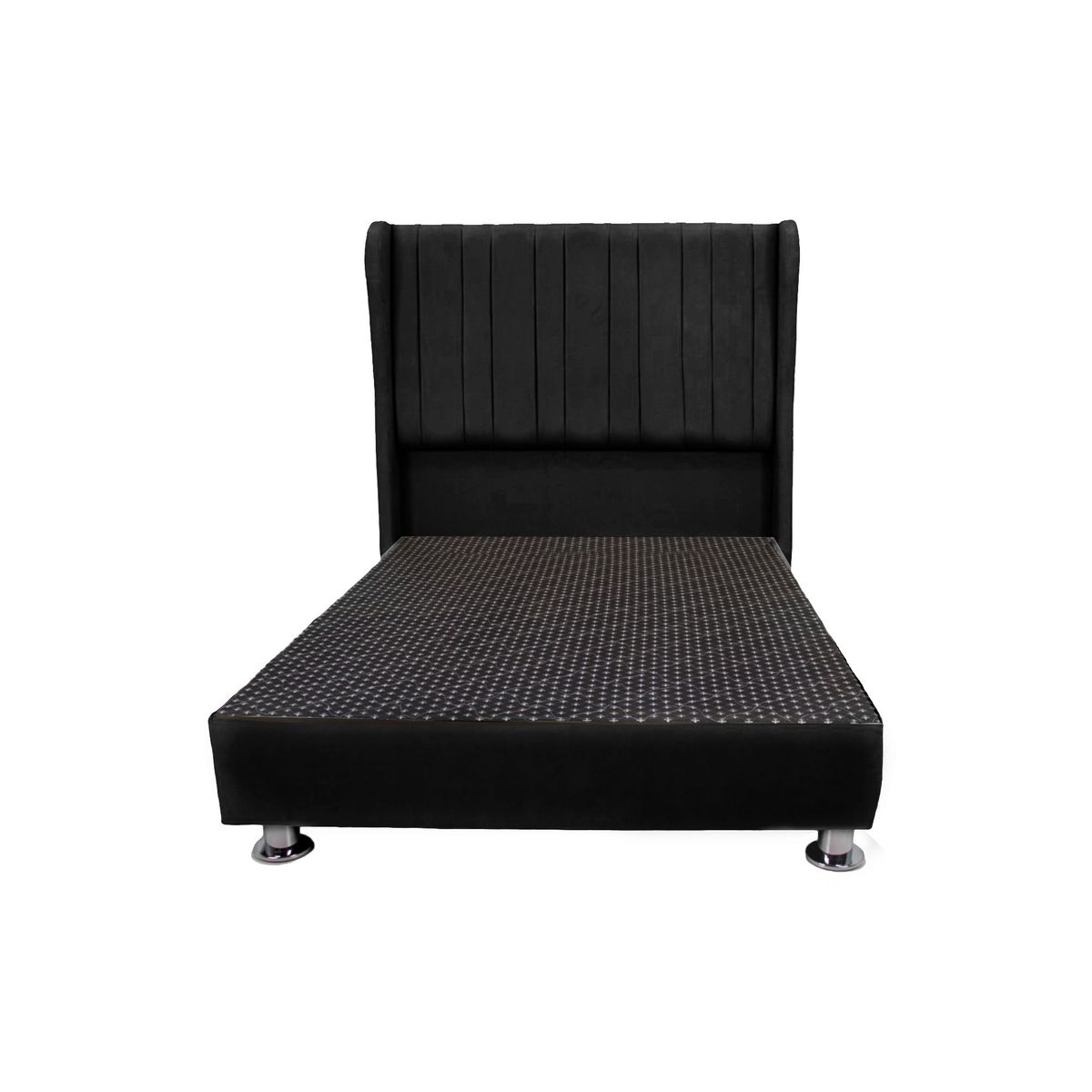 MUEBLES MACRUMO - Cama tapizada Barcelona en "P" - 1.5 plz - color negro