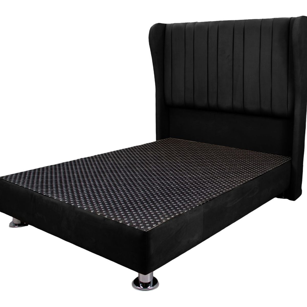 MUEBLES MACRUMO - Cama tapizada Barcelona en "P" - 1.5 plz - color negro