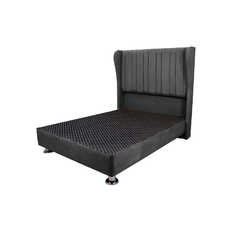 MUEBLES MACRUMO - Cama tapizada barcelona en "P" - 1.5 plz - color gris oscuro