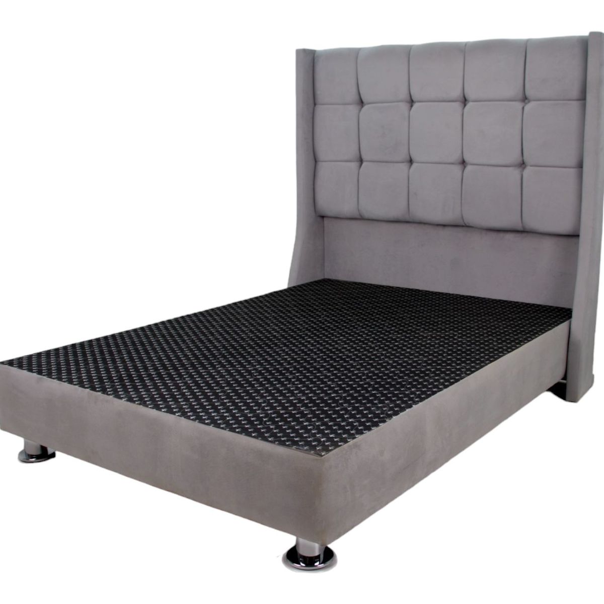 MUEBLES MACRUMO - Cama tapizada Atenas - 1,5 Plz - color gris plata