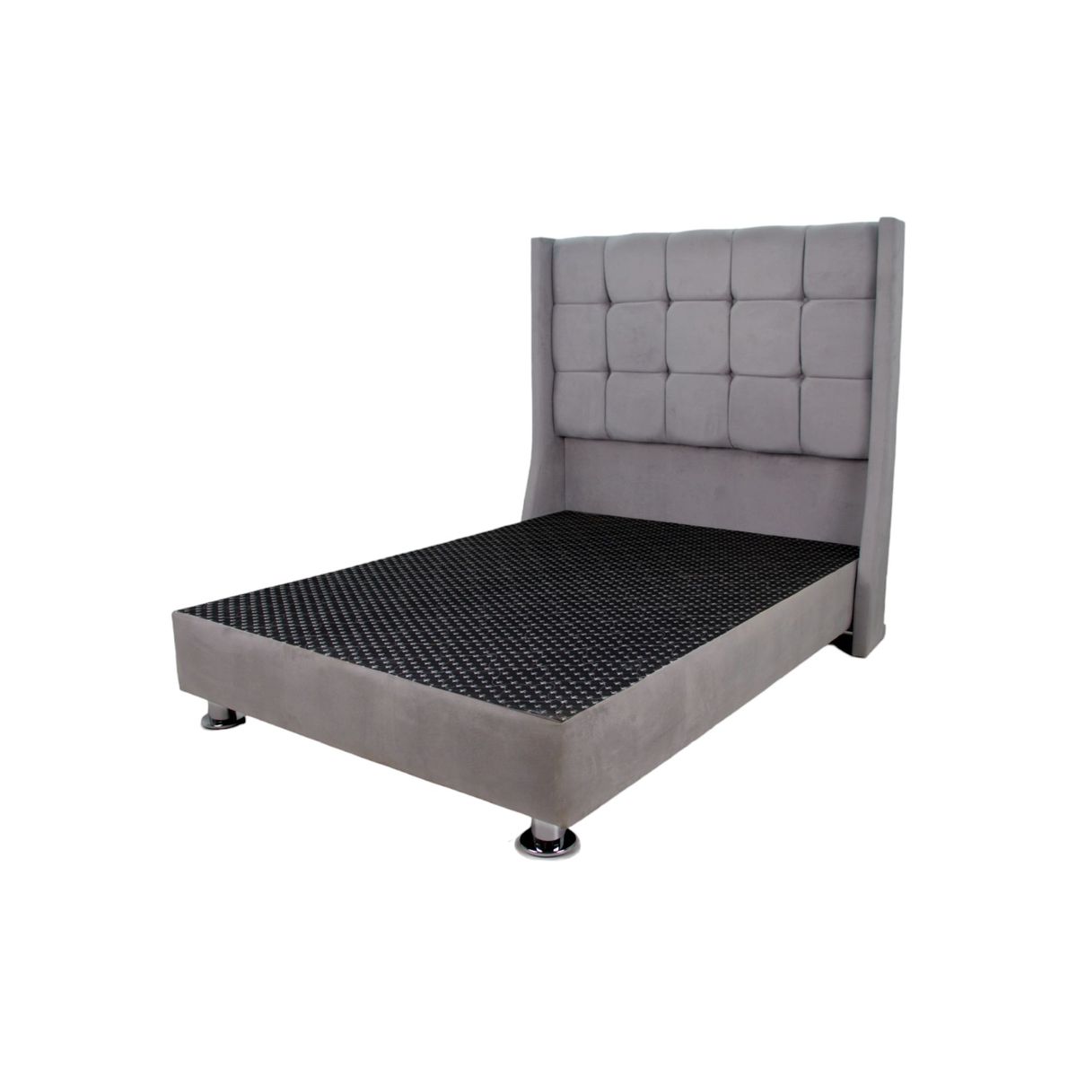 MUEBLES MACRUMO - Cama tapizada Atenas - 1,5 Plz - color gris plata