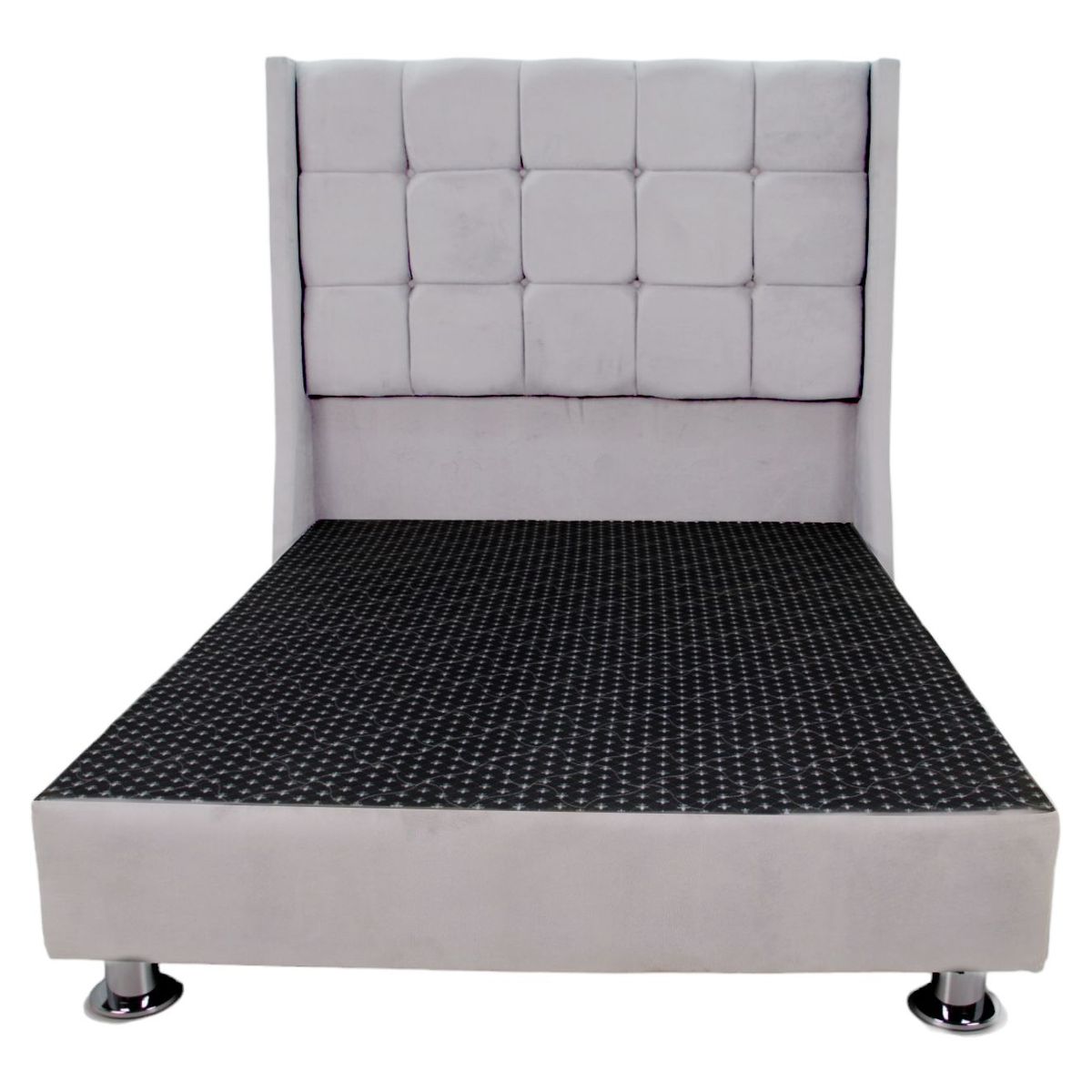 MUEBLES MACRUMO - Cama tapizada Atenas - 1,5 Plz - color gris plata