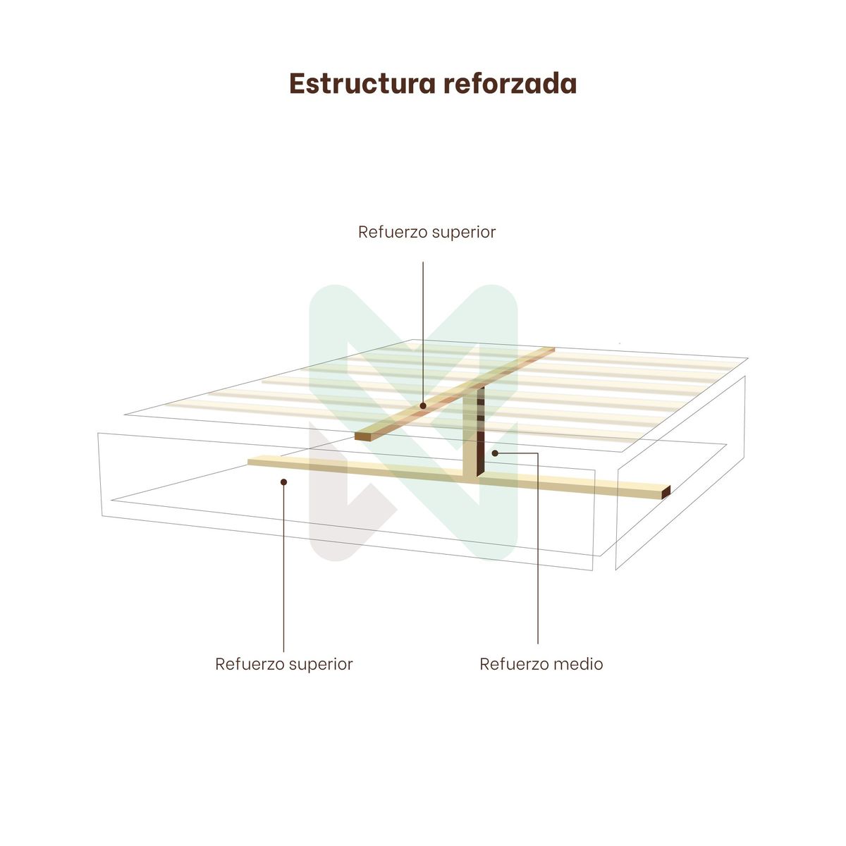 MUEBLES MACRUMO - Cama tapizada Atenas - 1.5 Plz - color beige