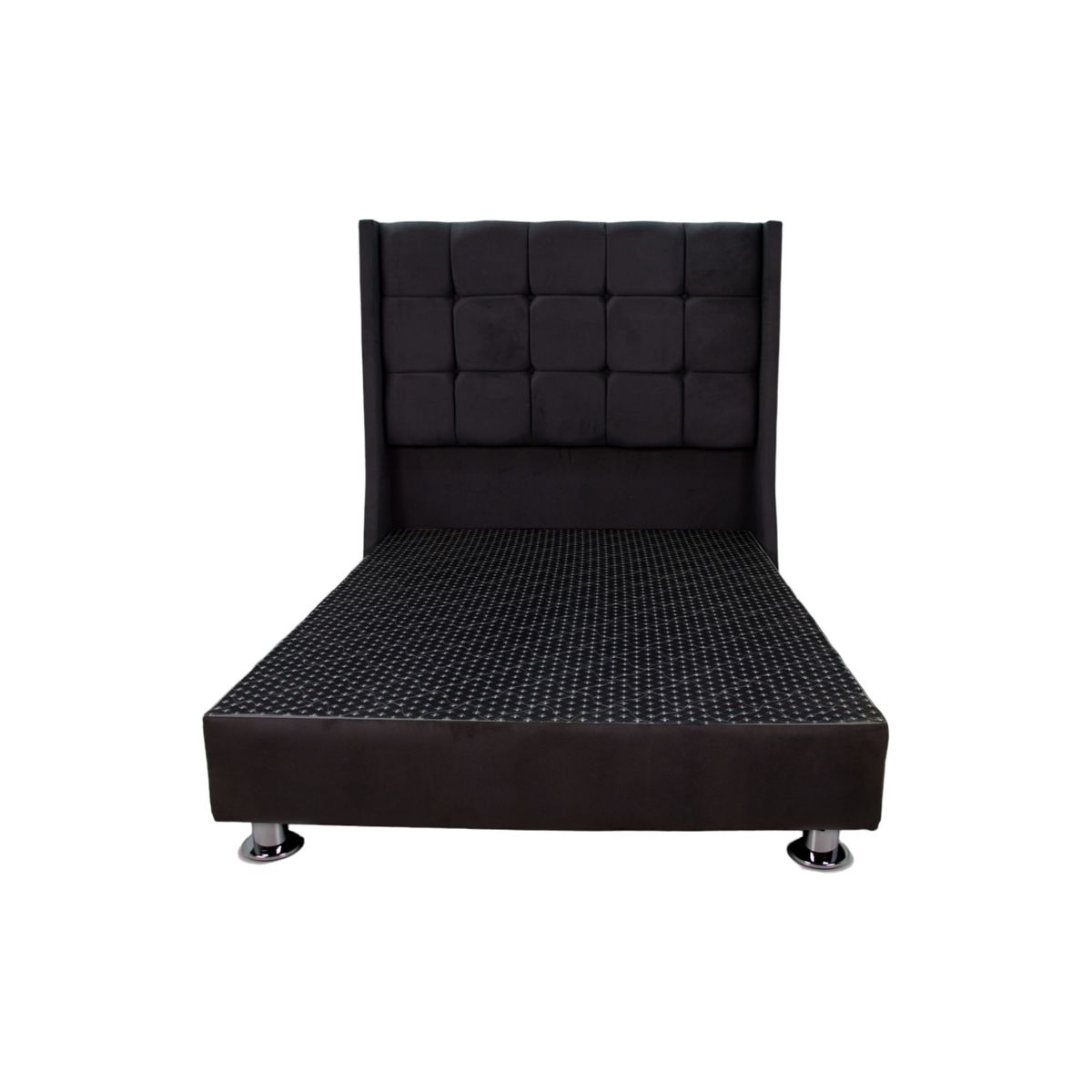 MUEBLES MACRUMO - Cama tapizada Atenas -  1,5 Plz -  color negro