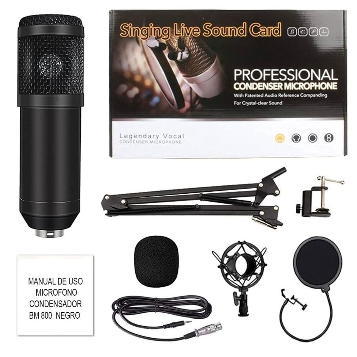 OEM - USB Gaming Microphone Streaming Podcast PC Micrófono Condensador Black