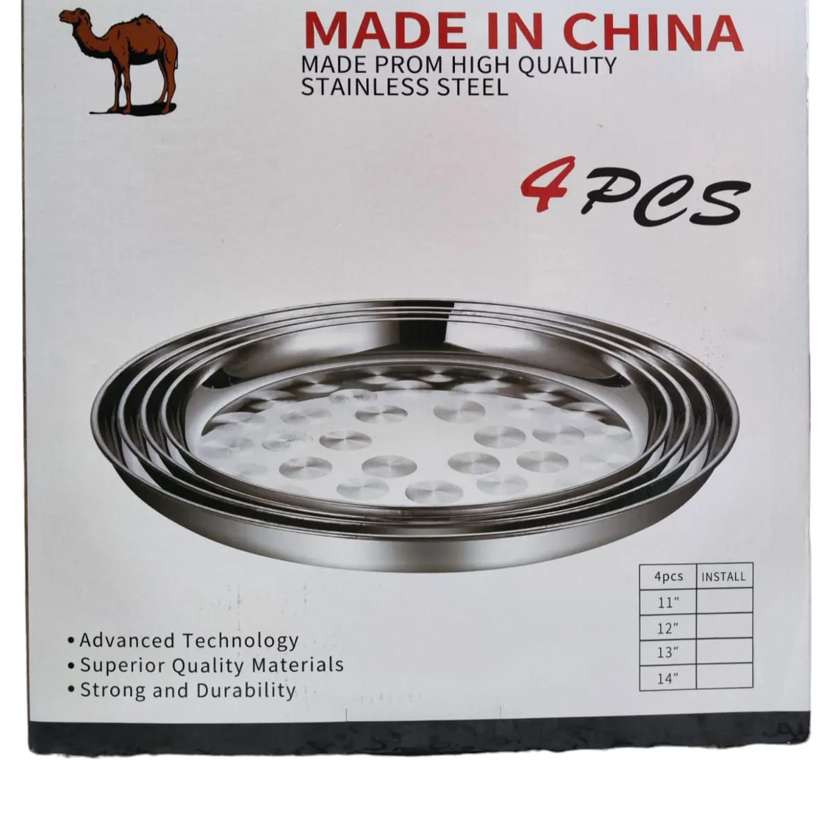 GENERICO - Bandejas  De Azafates De Acero de 4 Piezas