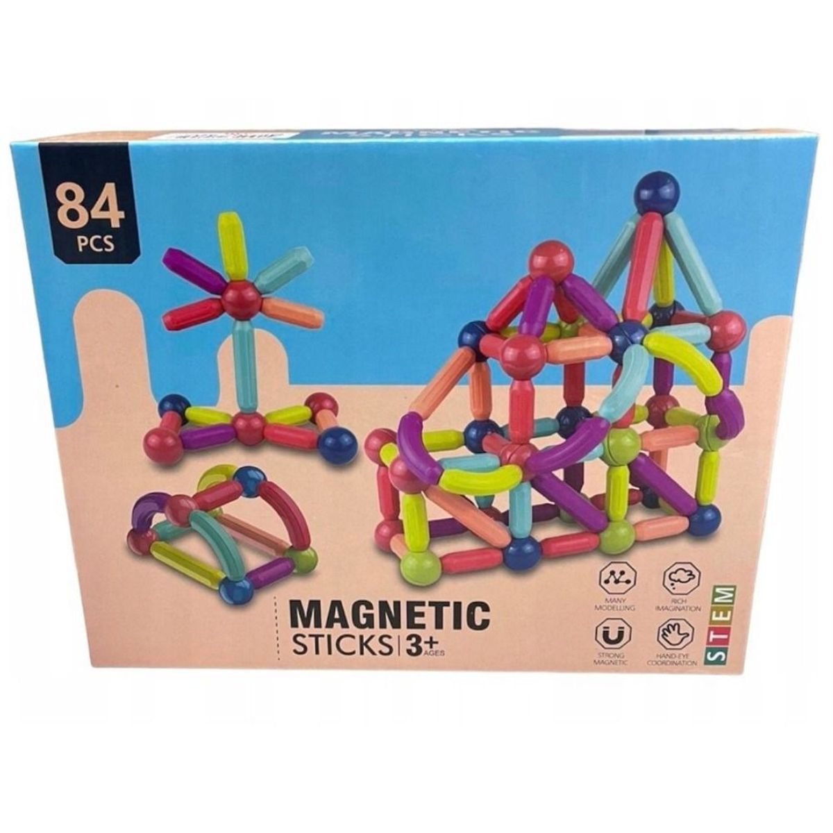GENERICO - Bloques de Construcción Magnéticos 84 Piezas Juego Didáctico