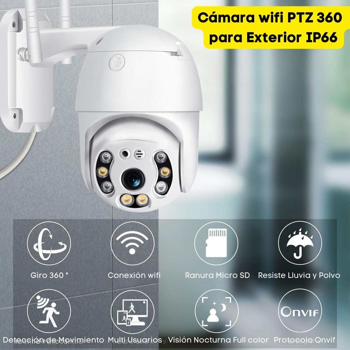 GENERICO - Camara IP Full HD Exterior WiFi Sensor Movimiento