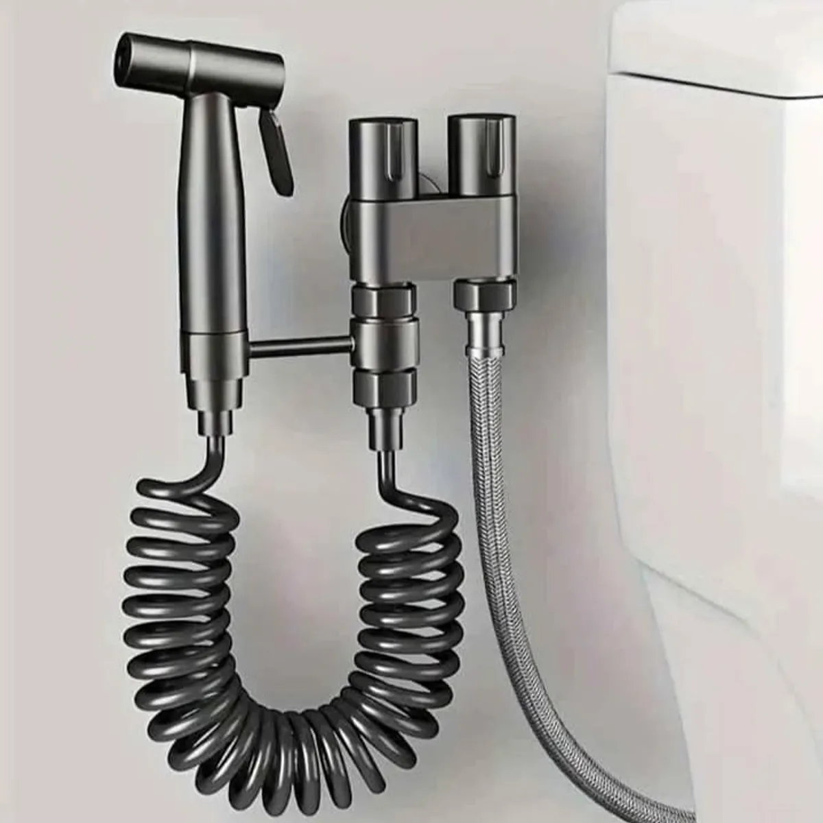 GENERICO - Combo Set Ducha Bidé Premium Color Plomo Grafito con manguera resorte
