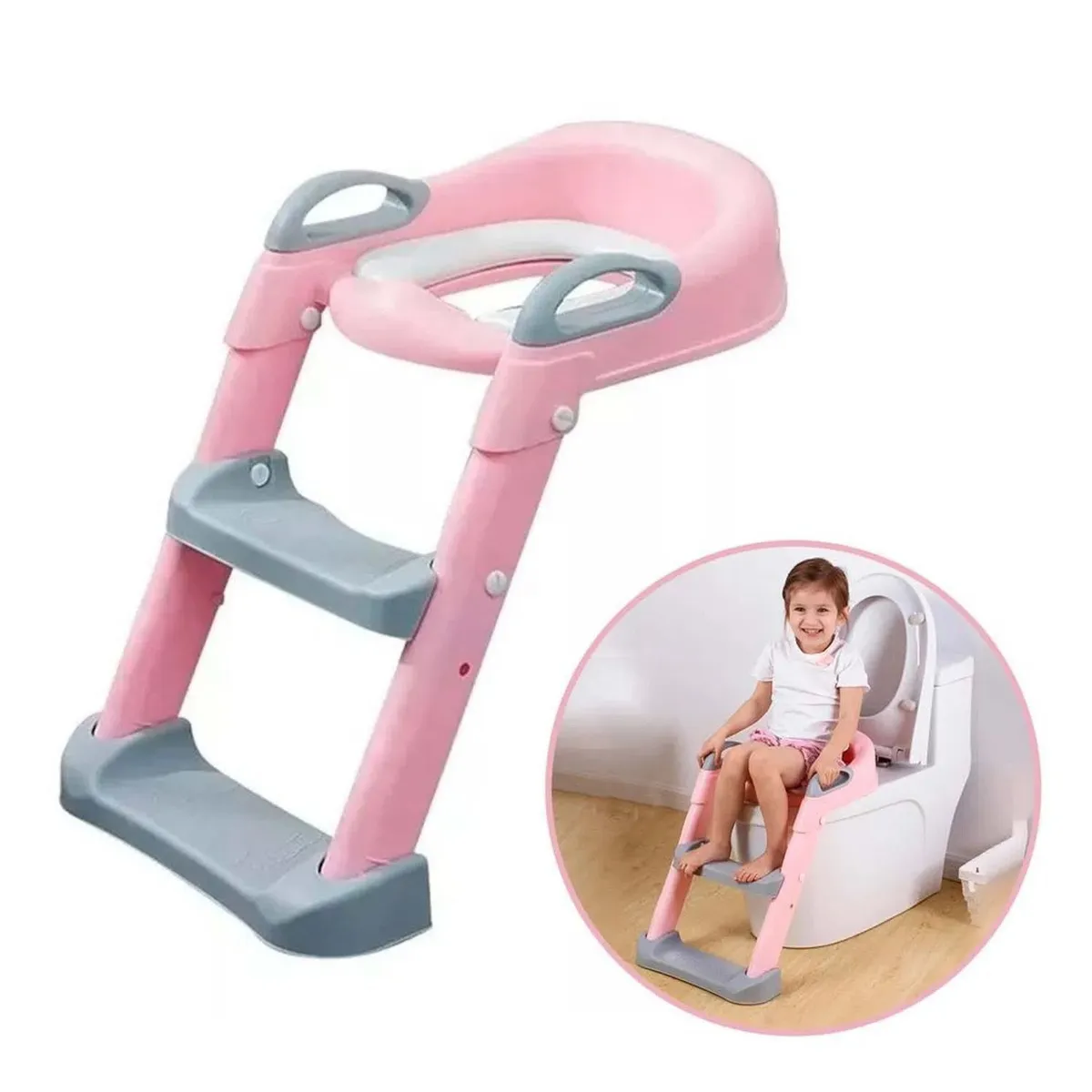 GENERICO - ASIENTO DE INODORO PARA BAÑO CON ESCALERA PARA NIÑOS