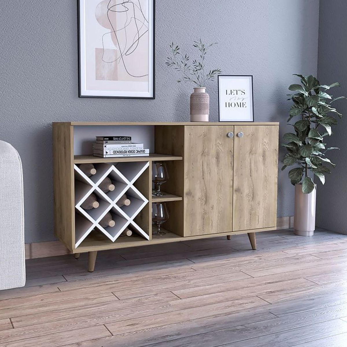 VENTITAS HOME - Mueble de Bar Brunnete Ventitas Home Color Duna y Blanco