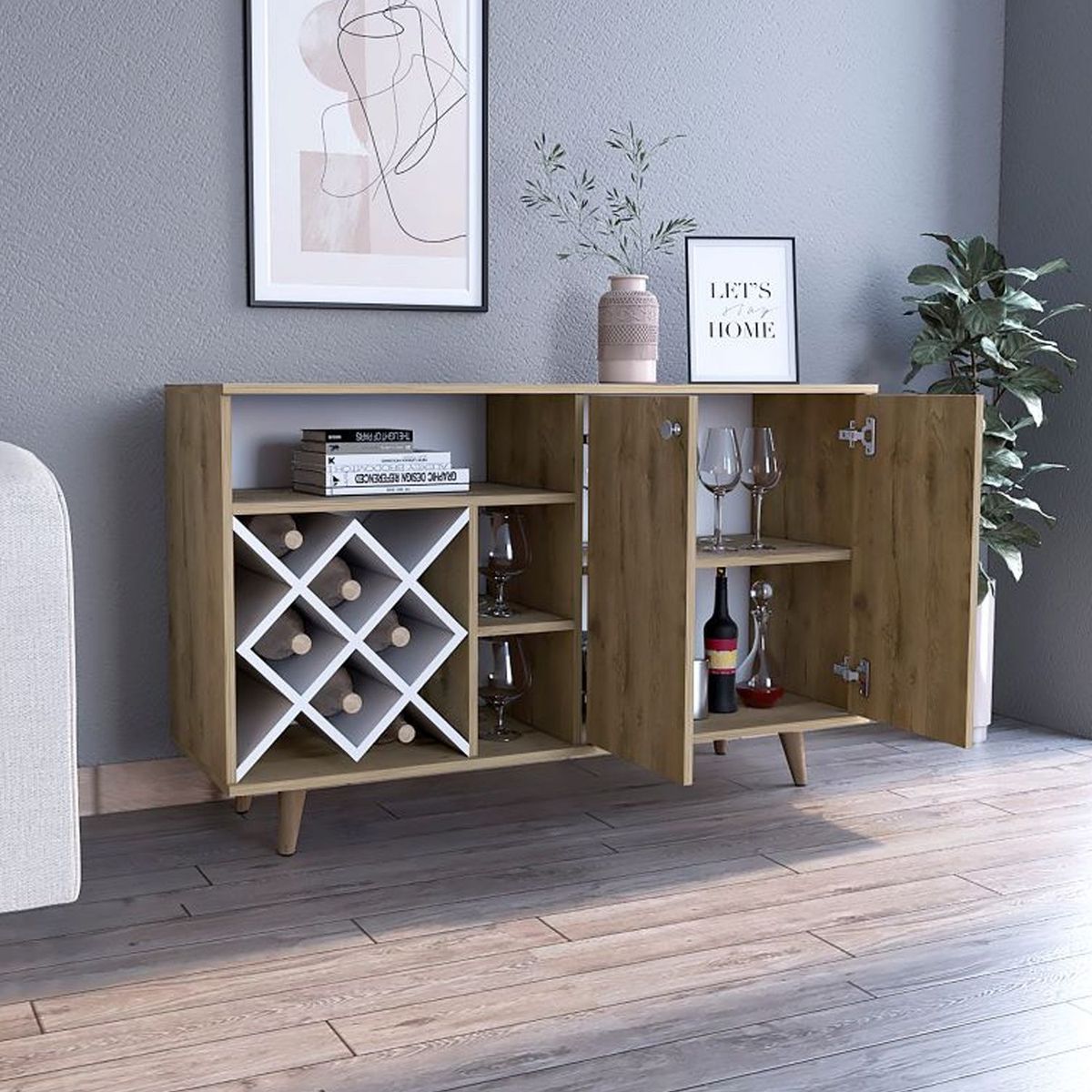 VENTITAS HOME - Mueble de Bar Brunnete Ventitas Home Color Duna y Blanco