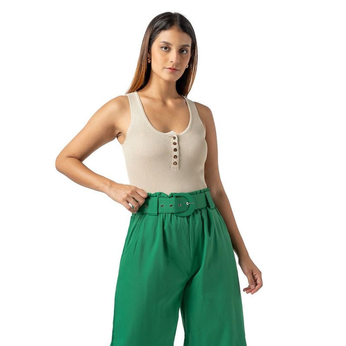 INDEMA - Polo de Hilo Sin Mangas Mujer Color Crema