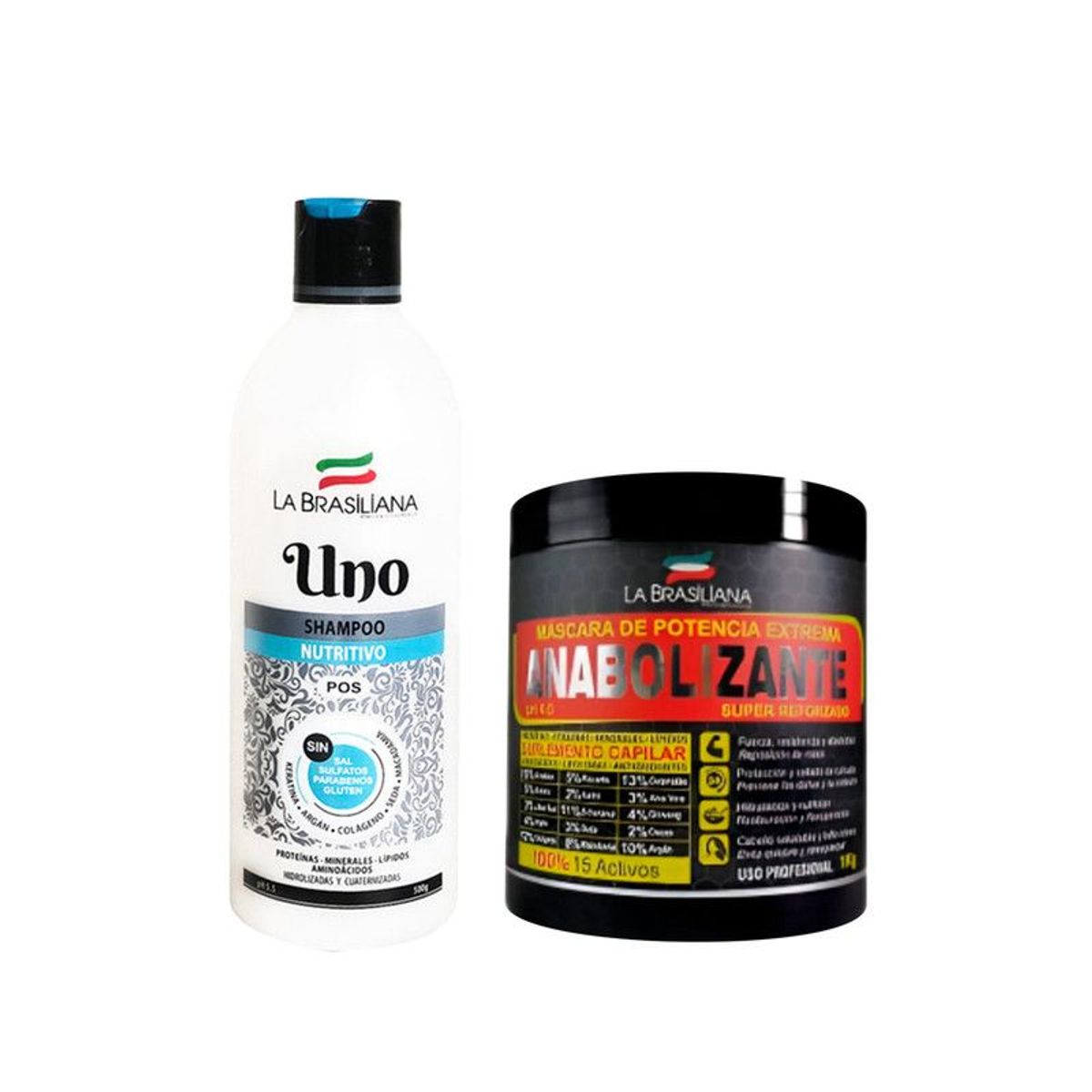 LA BRASILIANA - Shampoo uno + Máscara anabolizante La brasiliana