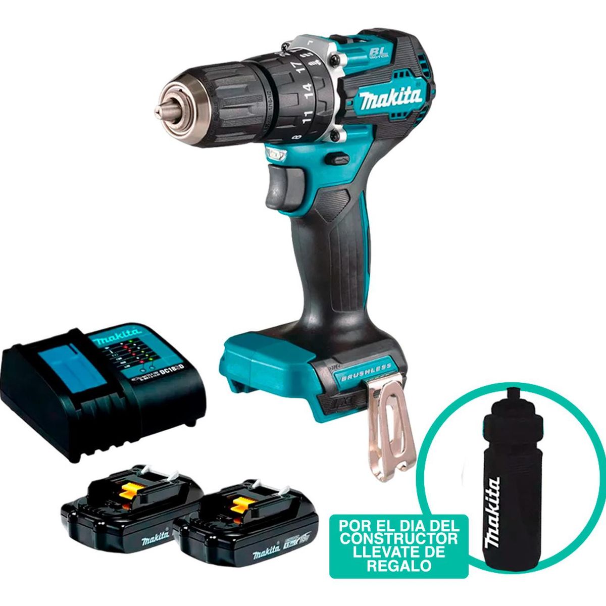 MAKITA - Taladro Percutor  1/2 Dhp487Syx2 18V Lxt Bl 2 X  1.5 Ah Makita