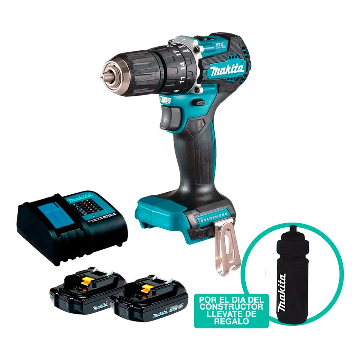 MAKITA - Taladro Percutor  1/2 Dhp487Syx2 18V Lxt Bl 2 X  1.5 Ah Makita
