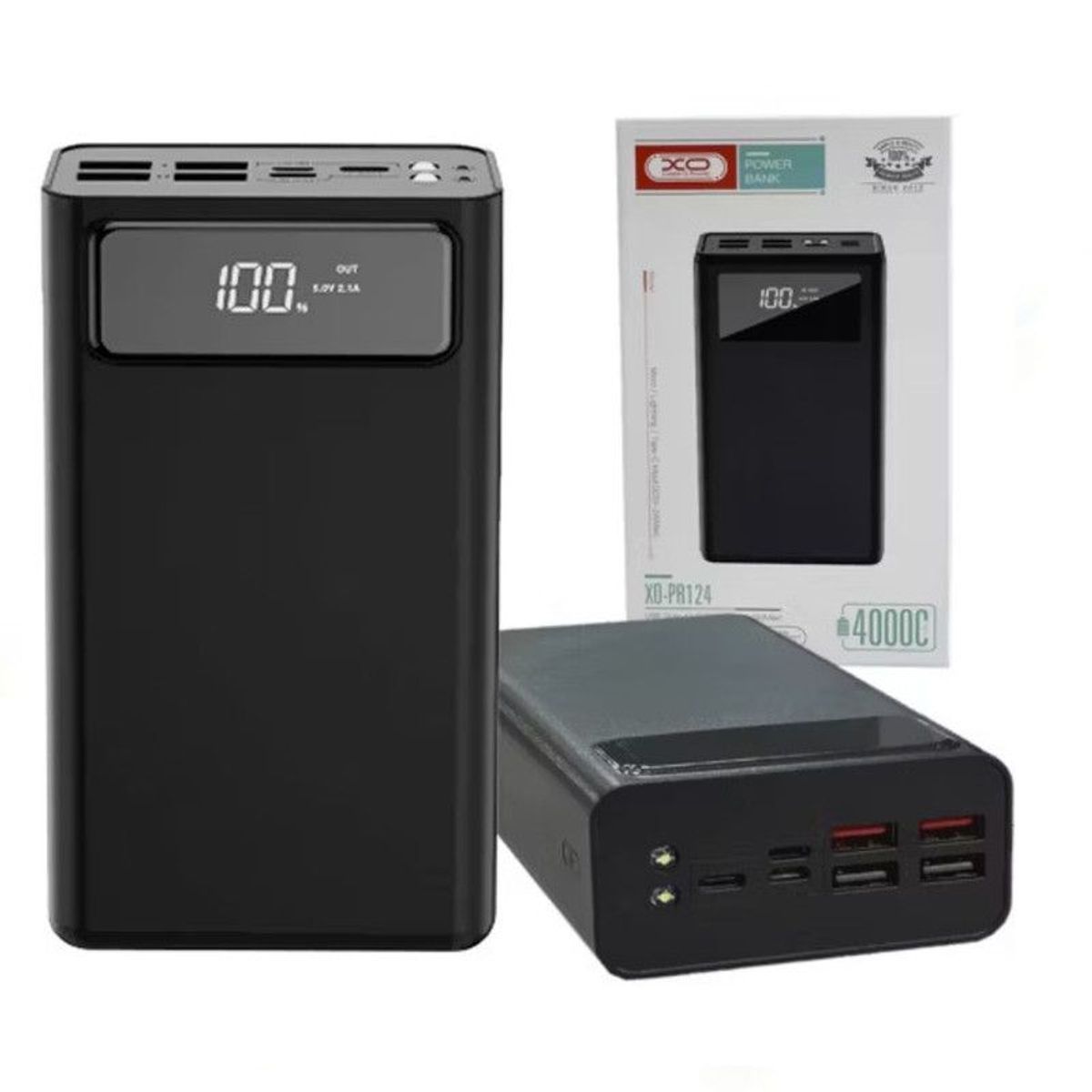 XO SIMPLE IS BEAUTY - Power Bank XO PR124 40000 mAh 4 USB + Tipo C Negro