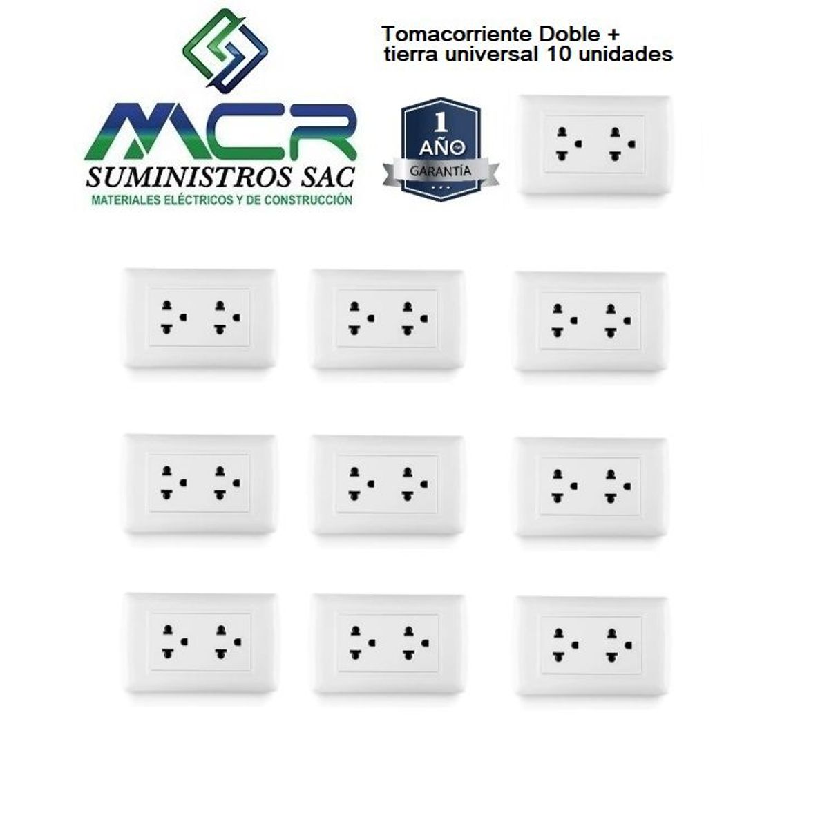 GENERICO - Tomacorriente Doble P/T 10 unidades