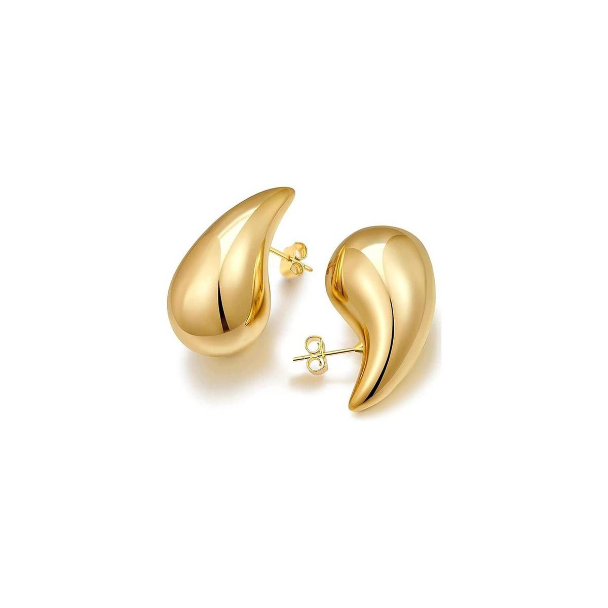 GENERICO - Aretes gota con tuercas dorado talla L