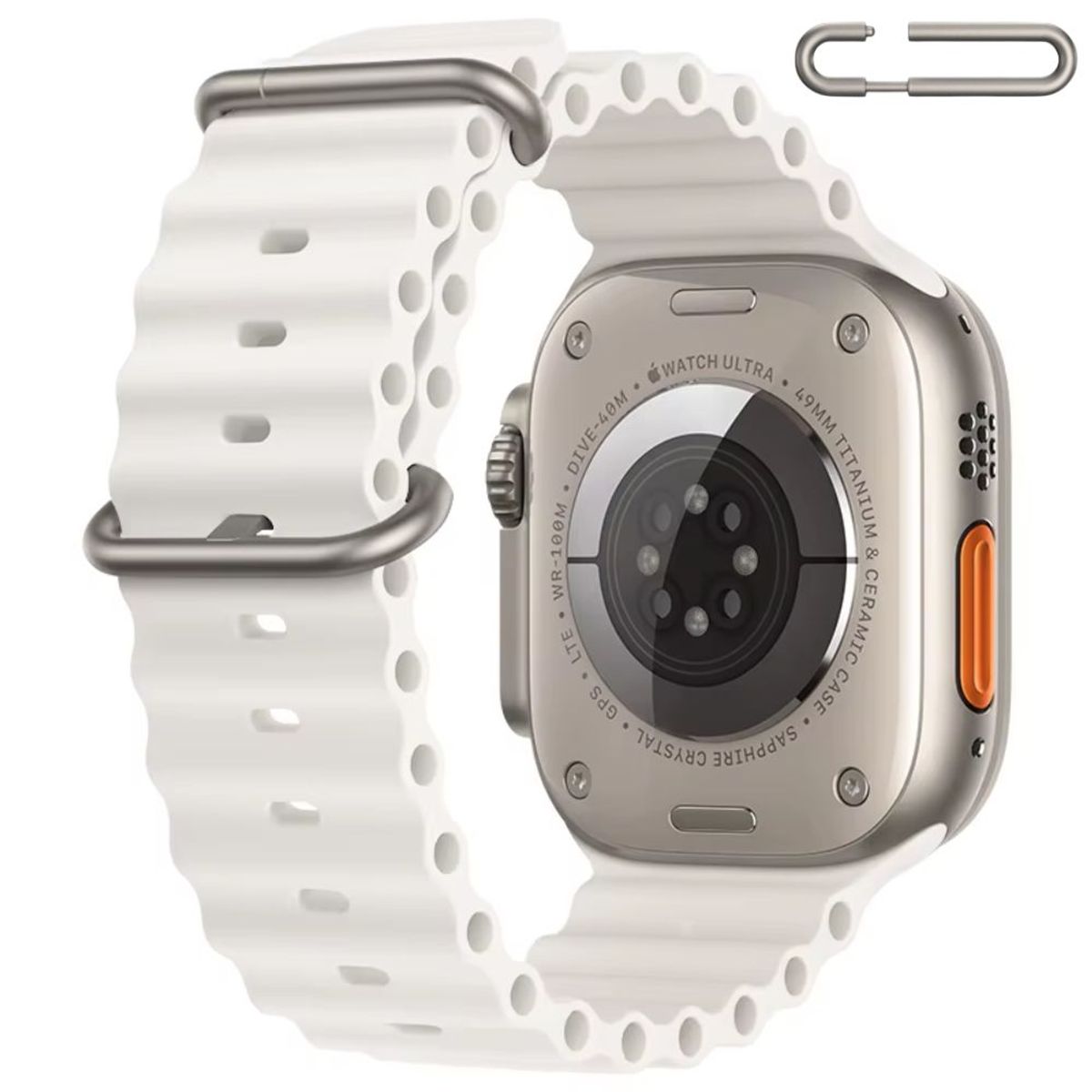 OEM - Correa Ocean Ultra para Apple Watch Color Blanco Hebilla Ajustable Titanio