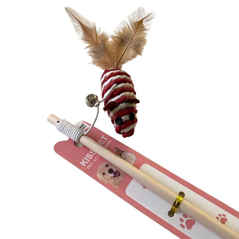 GENERICO - Varita de Raton de Sisal Para Gatos - Rojo