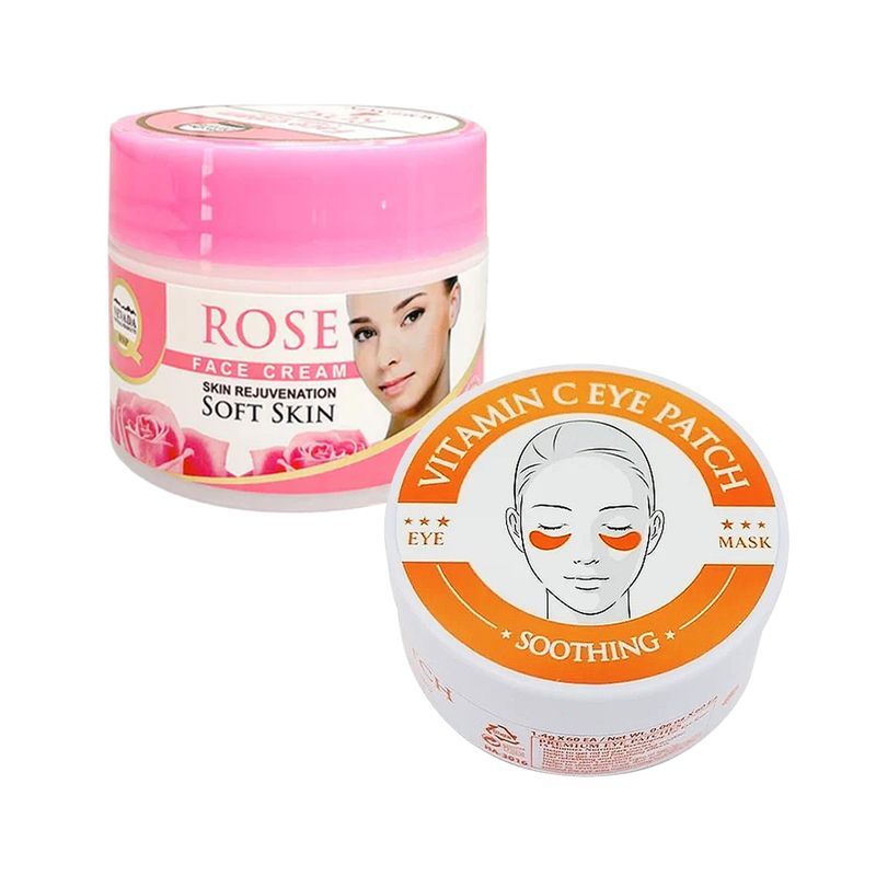 NEVADA NATURAL PRODUCTS - Crema facial extracto de Rosa + Parches de Ojos Vitamina C