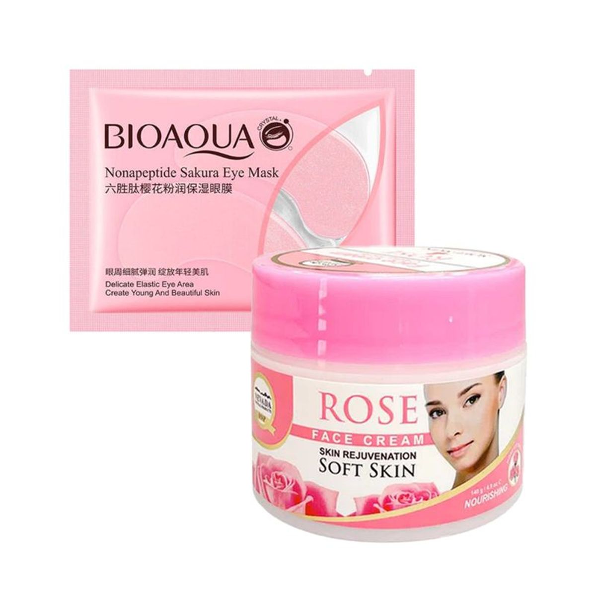 NEVADA NATURAL PRODUCTS - Crema facial extracto de Rosa + Mascarilla de ojos con Sakura