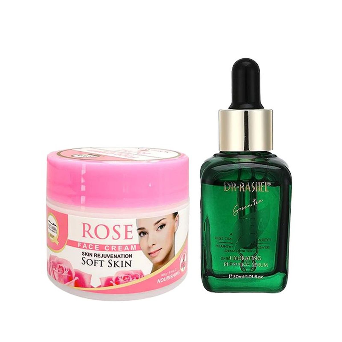 NEVADA NATURAL PRODUCTS - Crema facial extracto de Rosa + Serum Suavizante de Té Verde