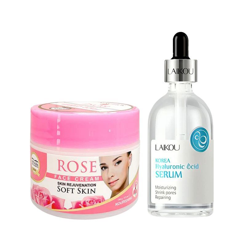 NEVADA NATURAL PRODUCTS - Crema facial extracto de Rosa +Serum Ácido Hialurónico Korea