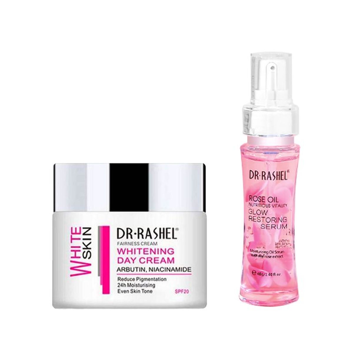 GENERICO - Crema Facial Blanqueador de Dia + Suero Hidratante Aceite Rosa