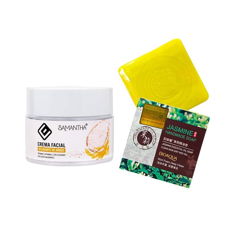 GENERICO - Crema Facial Extracto de Arroz + Jabón Natural de Jazmines