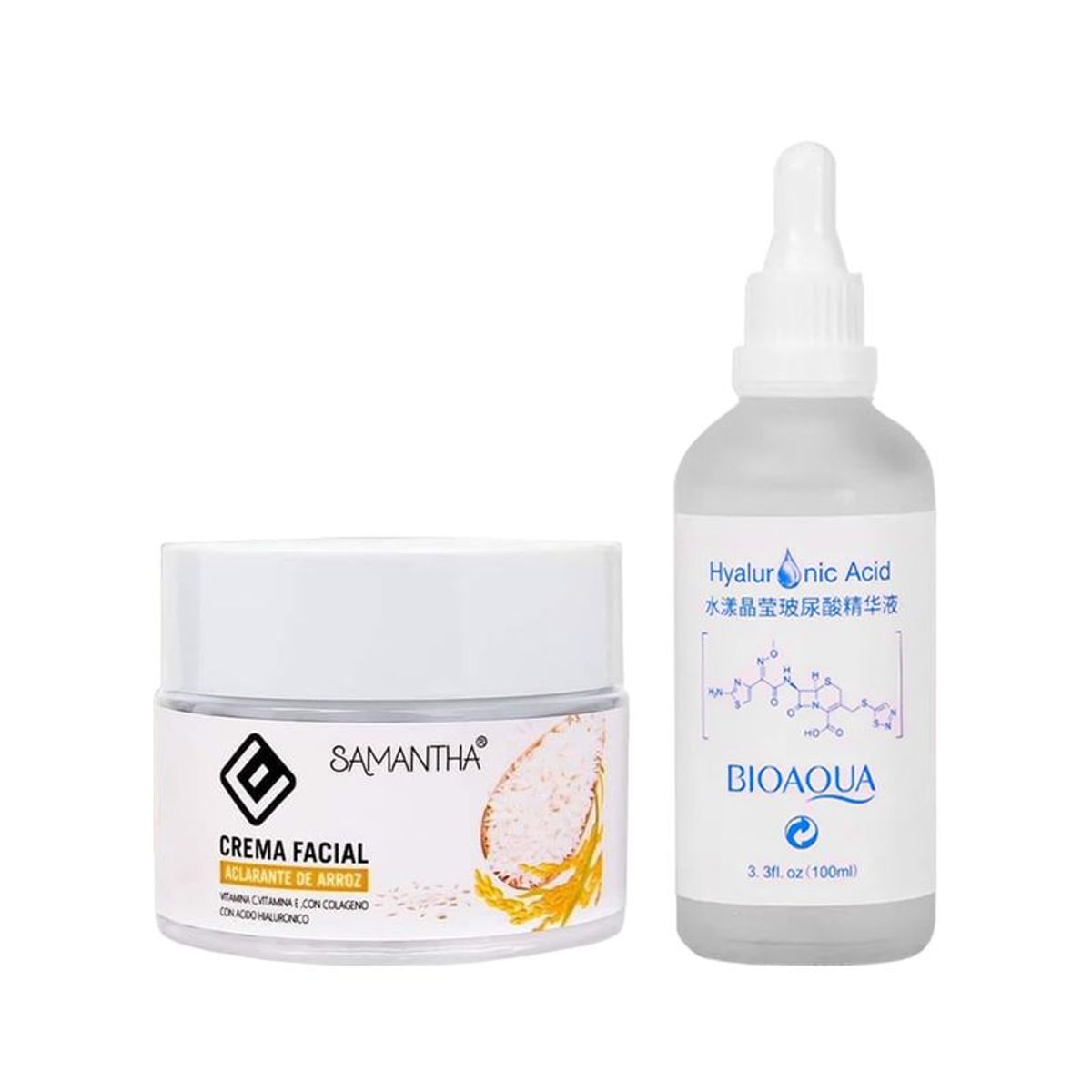 GENERICO - Crema Facial Extracto de Arroz + Serum de Ácido Hialurónico