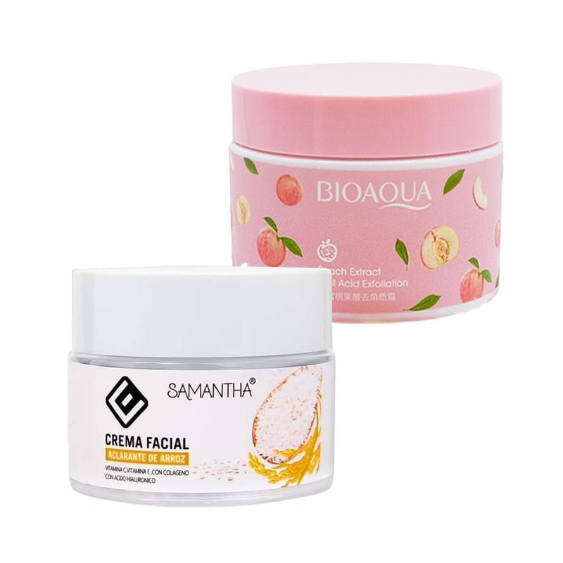 GENERICO - Crema Facial Extracto de Arroz + Gel Exfoliante Durazno y AH