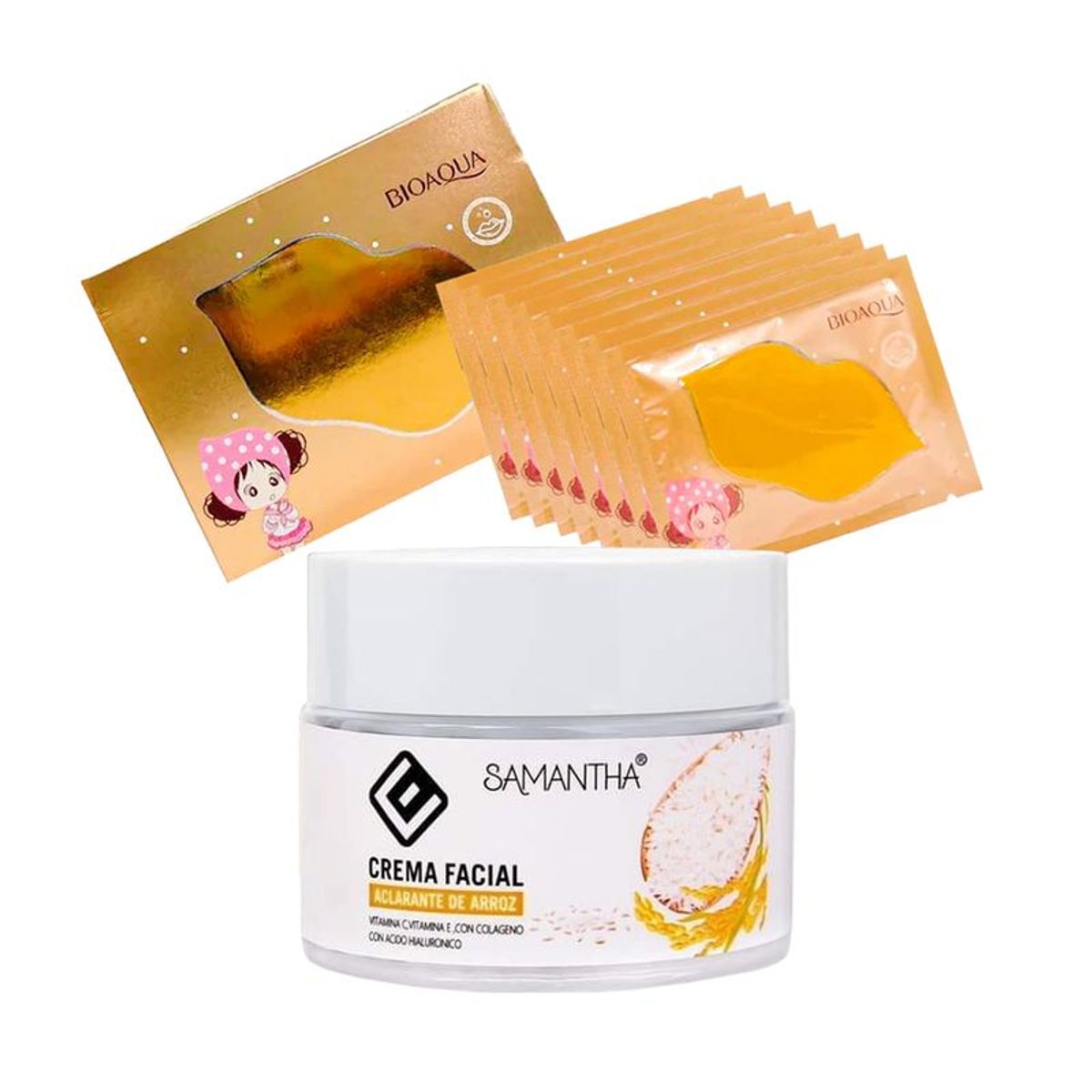 GENERICO - Crema Facial Extracto de Arroz + Mascarilla labial Dorada
