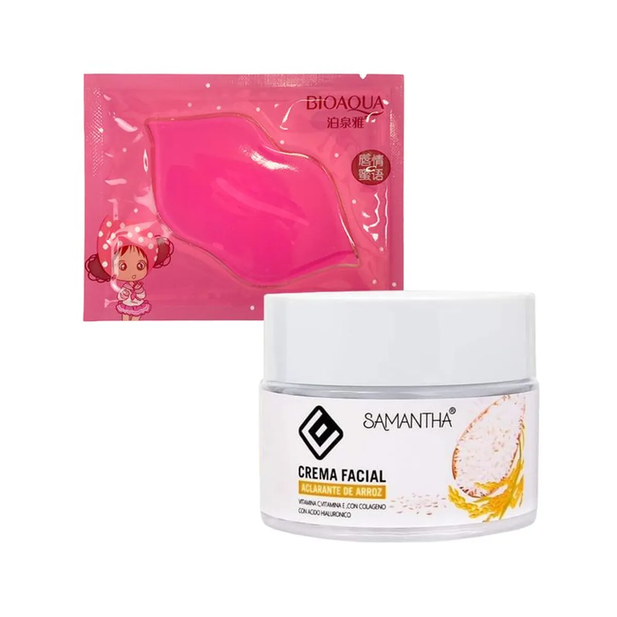 GENERICO - Crema Facial Extracto de Arroz + Mascarilla labial Rosa