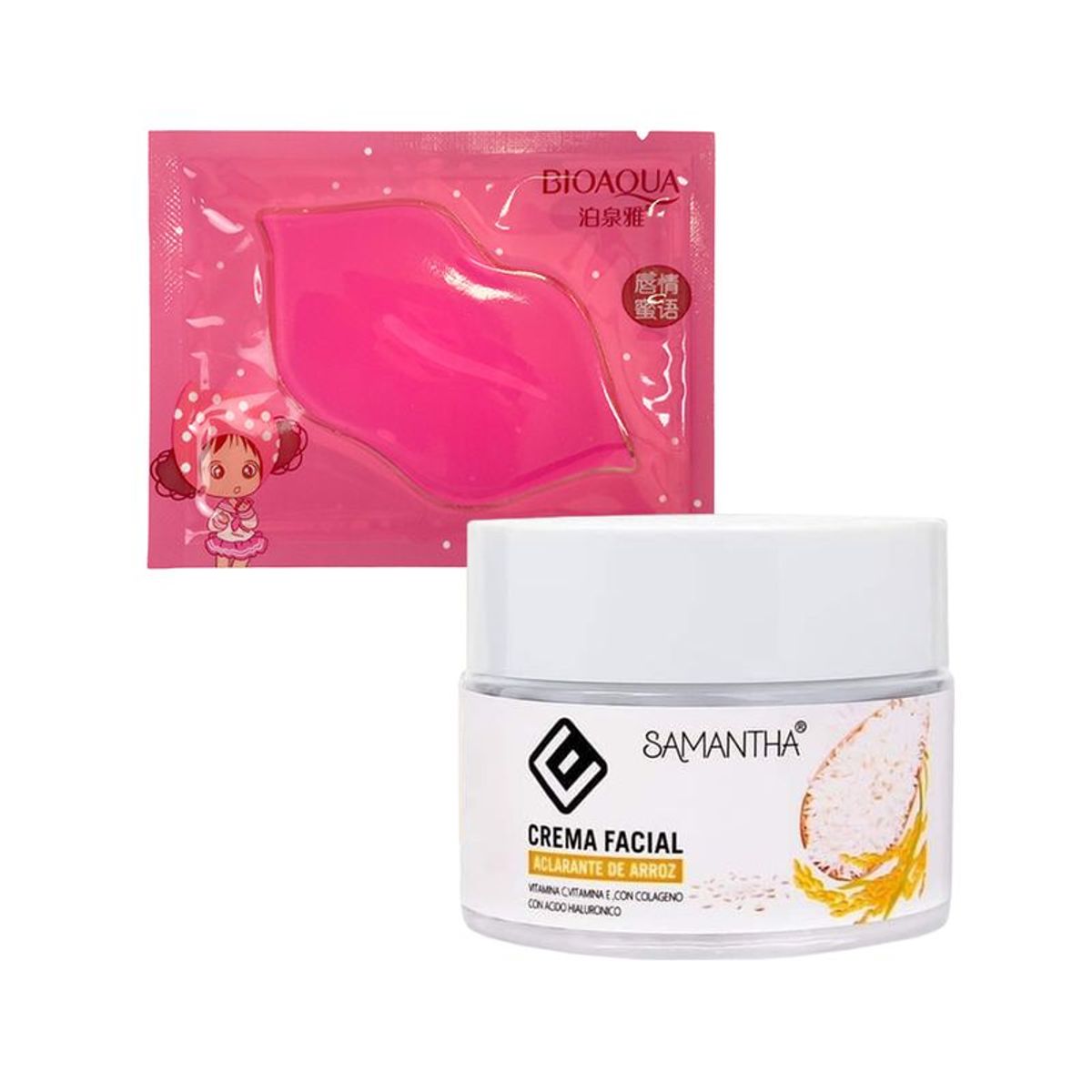 GENERICO - Crema Facial Extracto de Arroz + Mascarilla labial Rosa