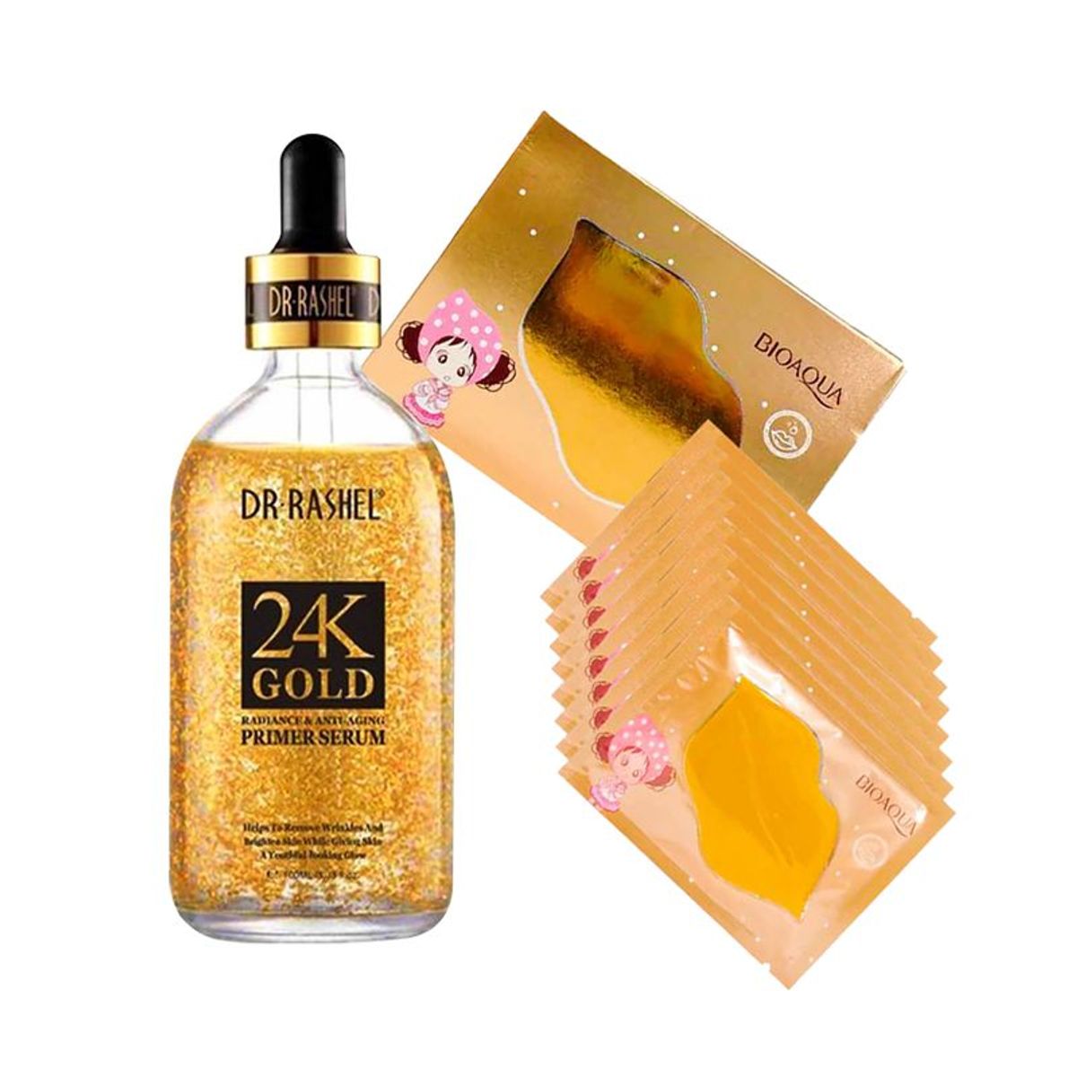 GENERICO - Suero Facial Antiarrugas 24k Oro + Mascarilla labial Colágeno