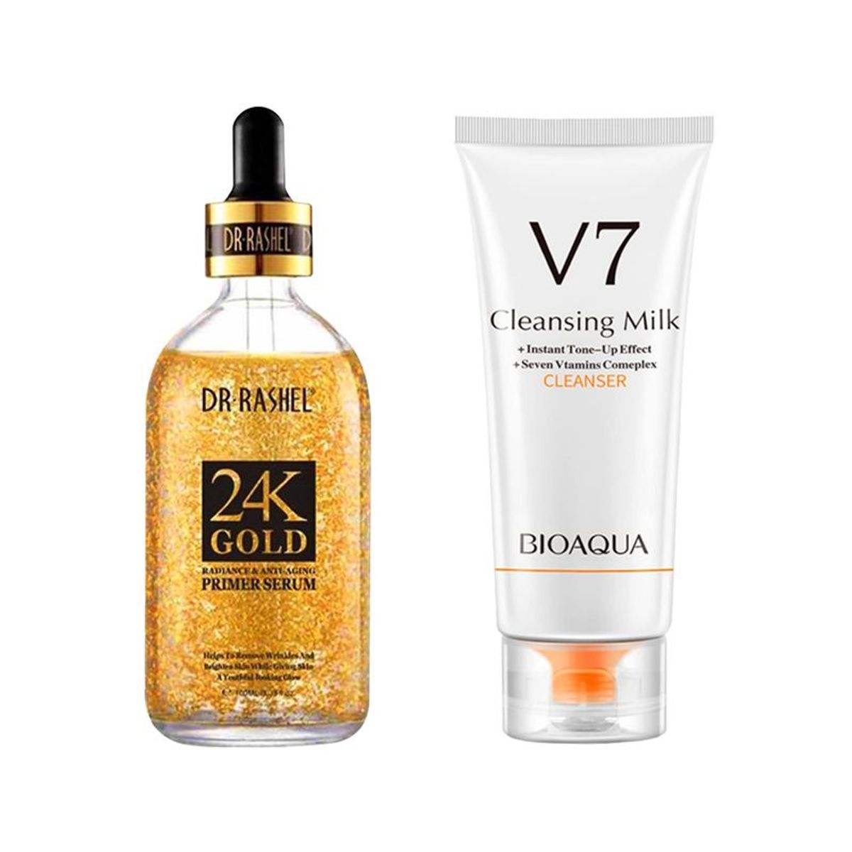 GENERICO - Suero Facial Antiarrugas 24k Oro + Limpiador Facial de Leche