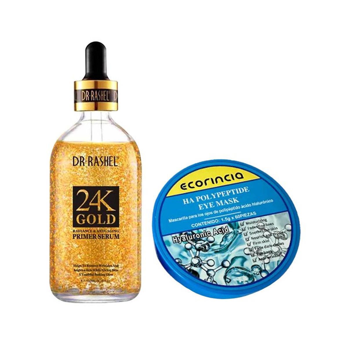 GENERICO - Suero Facial Antiarrugas 24k Oro + Mascarilla para ojos con AH